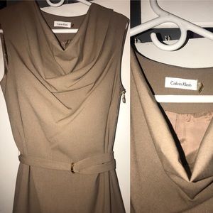 CALVIN KLEIN TAN MIDI DRESS